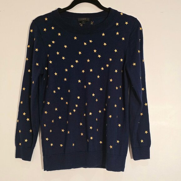 J.Crew Merino Pullover Star Stitching Embroidery - Picture 1 of 4